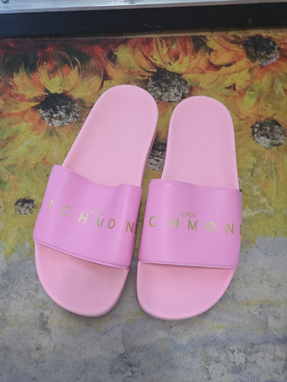 John Richmond Pink Logo Slide Sandals